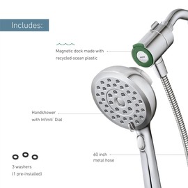 Moen Verso Handshower, Detachable Round Shower Head with Magnetix Docking System, 60" Hose, Chrome, 220H2