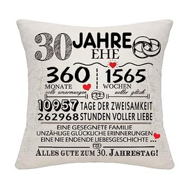 Bommex 30 Years of Marriage Gift 30th Wedding Anniversary Pillow Cover Keepsake Decoration Gift for Couples Parents Women Men Mom Dad Husband Wife Grandma Grandpa Aunt Uncle Friends (30th Anniversary)