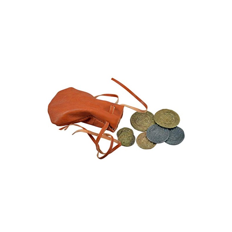 Denix Leather Money Bag Medieval Brown Gold Metal & Leather