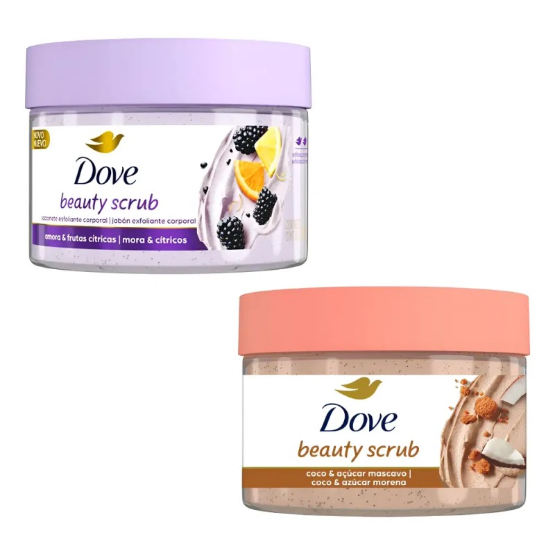 Exfoliante Dove Corporal Jabon Scrub Mora / Coco 2pzs