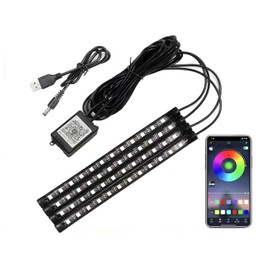 TradeWind LED Tape Light, USB Powered, RGB Car Illumination, Smartphone App, Sound Responsive, Foot Lamp (48 LEDs)