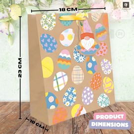 AKH® Easter Gift Bag | 23CM x 18CM x 10CM | Medium Easter Bunny Themed Gift Bag with Handles | Perfect for Treats, Egg Hunts & Party Favors (Design G)