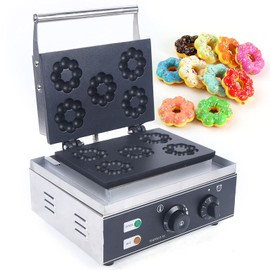 Waffle Donut Maker Machine, Professional Mini 5 Holes Plum Flower Shaped Non-stick Double-Sided Heating Doughnut Maker for Kitchen, Shop