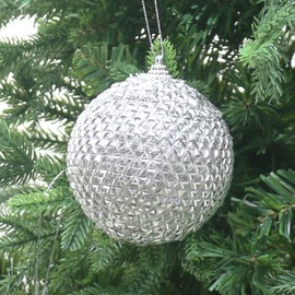 RoseCraft 4PCS Large Christmas Ball Ornaments, 4"/100MM Silver Shatterproof Christmas Tree Hanging Decorations, for Home Indoor Xmas Party Decor.