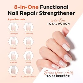 modelones Fortalecedor de uñas, esmalte de uñas blanco lechoso, reparación de uñas para uñas dañadas, endurecedor de uñas de secado rápido, esmalte de