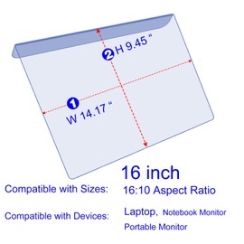 Anti Blue Light Blocking Screen Protector Panel for 16 inch Diagonal Laptop, Notebook,Monitor,Portable Displays -Anti-UV Eye Protection - Widescreen Laptop Frame Hanging Type(W 14.17" X H 9.45")