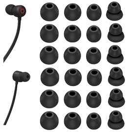 JNSA Replacement for Beats Flex Eartips Ear tip Ear Cap, Black, S/M/L/Double Flange Silicone Ear Tips 4 Size 12 Pairs Black 23