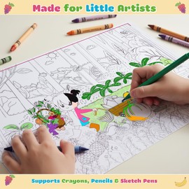 THE TINY GENIUS COMPANY Color Poster for Kids & Adults | Fruits & Vegetables Theme | 60 x 90 cm Foldable Banner | Educational Colouring Activity for Creativity & Learning | Ages 3+