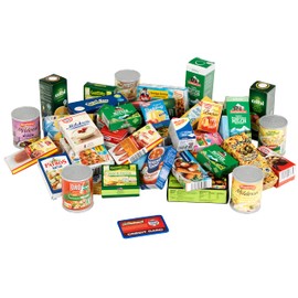 Theo Klein 7205 Online Accessory Set Shopping Centre with German Products, with Boxes and Tins for the Shop, Toy for Children from 3 Years