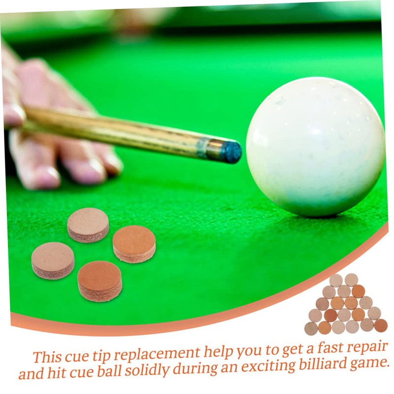 KOMBIUDA Leather Billiard Tips 30pcs Pool Replacement Tips Billiard Necessities
