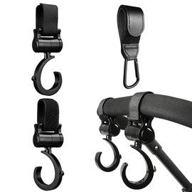 JEYORZY Pack of 3 Pram Hooks for Changing Bags, Trailer for Pushchairs in Universal Fit, Velcro Pram Hook for Handbags