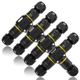 Cable Connector Waterproof 3-Pin Pack of 4 Cable Connector Waterproof IP68 Cable Connector IP68 Cable Waterproof Connect Cable Connector Waterproof for Diameter 3-12 mm Cable Diameter for Garden
