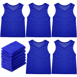 12 Pcs Nylon Mesh Scrimmage Team Practice Vests Pinnies Jerseys for Children Youth Sports Basketball Soccer Football (Dark Blue)