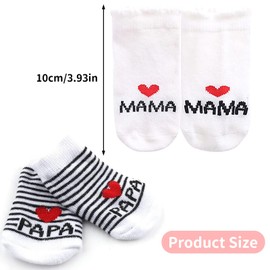 Baby Socks Shoes, 2 Pairs Soft Knitted Socks with Cartoon Motif, I Love Mum + I Love Dad, Non-Slip Stopper Socks for Toddlers, Girls and Boys, White