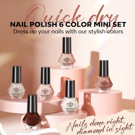 modelones Nail Polish Set 6 Colors Nude Pink Skin Tones Nail Polish Neutral Brown Nail Polish Kit Quick Dry Nail Polish All Seasons Neutral Brown Manicure DIY Nail Art Salon Home Gift for Women Girl