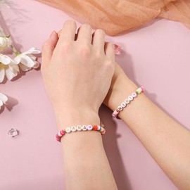 OMSEEN First Day of School Bracelet Mommy and Me Colorful Matching Adjustable Bracelets for Girls Jwelry Gift