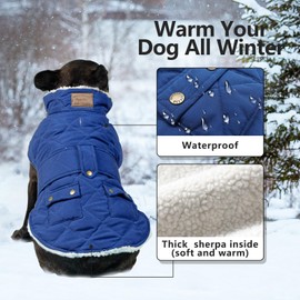 KYEESE Dog Coats Winter Dog Jacket Padded Sherpa Windproof Warm Dog Coats with Leash Hole Dog Clothes