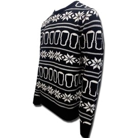 Guinness Pint Jumper Holiday Sweater for Men, Black and White, XS