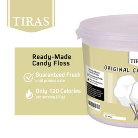 White Candy Floss - 500g Candy Floss in White Candy Flavour - Prepared Fluffy, White Cotton Candy Perfect for Parties and Events - Large Candy Floss Tub (500g)