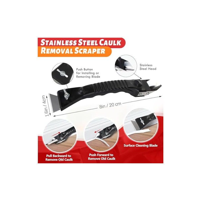 Caulk Gun Kit, Smooth Silicone Caulking Gun and Caulk Remover