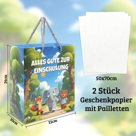 Gift Bag for School Child "Alles Gute zur Einschulung" Gift Bag Packaging for Girls Boys School Back to School First Day of School