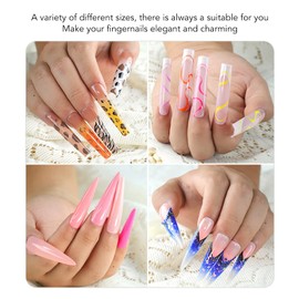 No C Curve Square Flat Nail Tips, 240 Piezas de Acrílico Largo, Transparente, Recto, Cónico, Uñas Postizas Francesas de Cobertura Completa para Salón de Uñas y Arte de Uñas DIY
