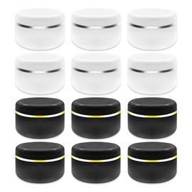 Cosmetic Jars, 12 Pcs 20 Gram BPA Free Refillable Makeup Sample Empty Containers with Lids for Make Up, Paint, Jewelry, Travel (6 White 6 Black)