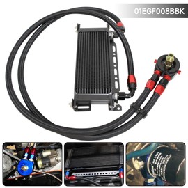 PKSABB 15 Row AN10 Engine Transmission Oil Cooler and Filter Relocation Sandwich Plate Adapter,Hose Line Kit with Mounting Bracket