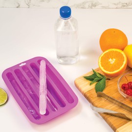 HIC Kitchen Silicone Water Bottle Ice Sticks Tray, Chocolate Candy Baking Craft Mold, Non-Stick, Heat-Resistant, Makes 5 Ice Sticks, Set of 2