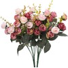 Doolitt Artificial Roses Flowers, 7 Branches, 21 Roses Artificial Flowers
