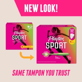 Playtex Sport Tampons Regular Absorbency, Fragrance-Free - 18ct | Regular Tampons for Women, Feminine Care, Playtex Tampon with 360 Leak Defense