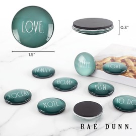Rae Dunn Decorative Fridge Magnets – 9 Piece Cute Glass Magnets for Refrigerator – Magnets for Office Kitchen Magnets for Locker - Inspirational Magnets for Home and Family (Sage)