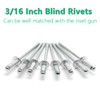 Qjaiune 100Pcs Aluminum Pop Rivets 3/16" x 1/2" (Diameter x
