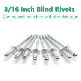 Qjaiune 100Pcs Aluminum Pop Rivets 3/16" x 1/2" (Diameter x Grip Length), Dome Head Blind Rivets for Sheet Metal Automotive Railway