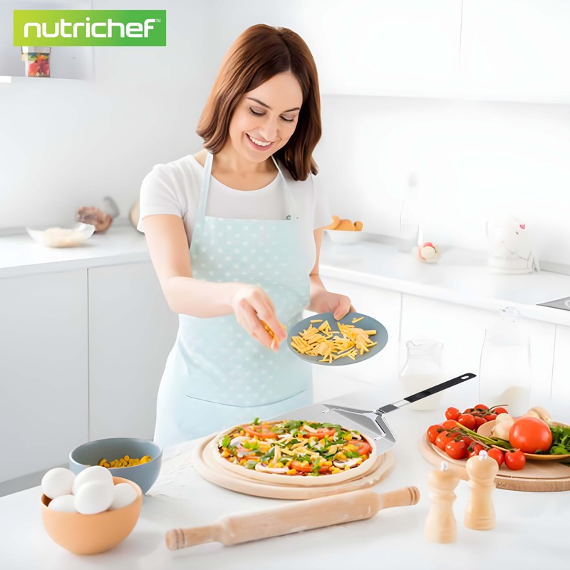NutriChef Nonstick Pizza Peel - 16" x 12" Aluminum Pizza