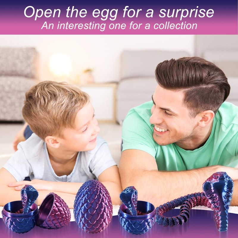 Joycabin 3D Printed Snake Toy, Easter 3D Printed Dragon Egg