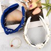 Framendino, 2 Pack Football Knotted Headband Rhinestone Pearl Top Knot
