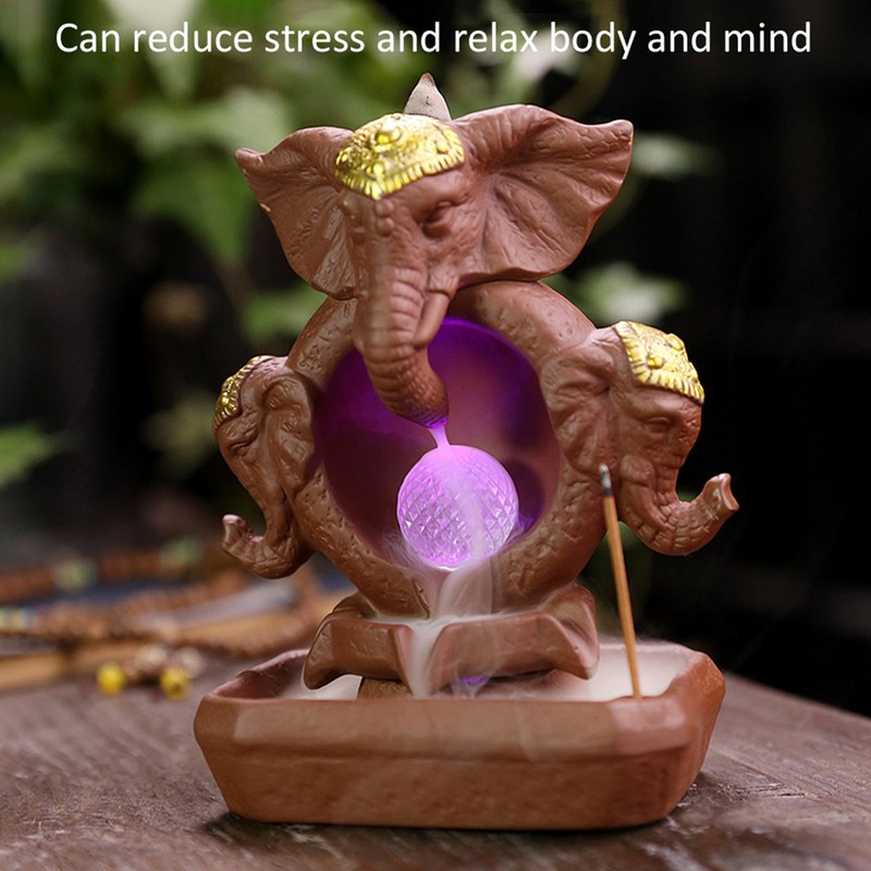 Incense Burner Backflow Waterfall Incense Holder Home Decorations with LED