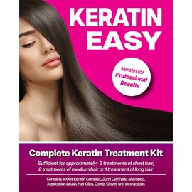 Keratin Easy - Salon Quality Home Keratin Treatment Brazilian Blow Dry Straight Hair Contains Everything You Need