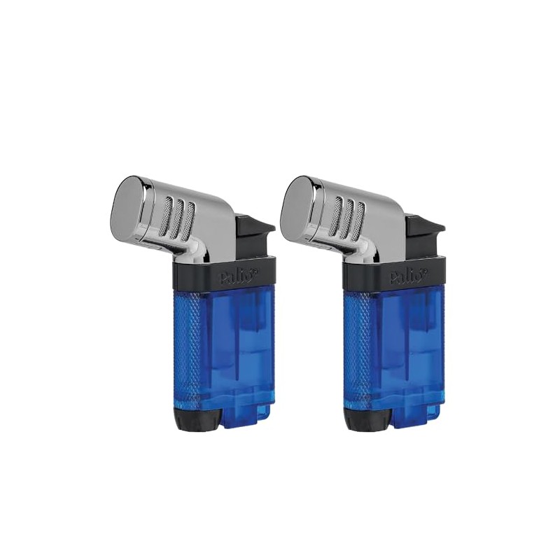 Palió Pistola Angled Double-Jet Flame Lighter (Blue) Pack of 2