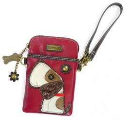Chala Charming Cell Phone Crossbody (Burgundy with Dog Bone Charm)