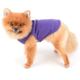 SMALLLEE_LUCKY_STORE Solid Color Puppy Fleece Vest Jumper Pullover Sweater with Leash Ring for Small Dog Cat Yorkie Chihuahua Kitten Warm Fall Winter Clothes,Purple,M