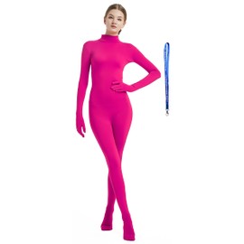 Full Bodysuit With Zipper Helper Womens Costume Without Hood Spandex Stretch Zentai Unitard Body Suit (X-Large, Hot Pink)