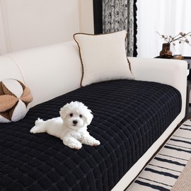 MYSKY HOME Sofa Cover, Couch Cover for Dogs Washable, Sectional Couch Covers, Sofa Slipcovers for 3 Cushion Couch Sofa, Anti Slip Furniture Protector Covers for Pets (Black, 34"x 83", Only 1 PCS)