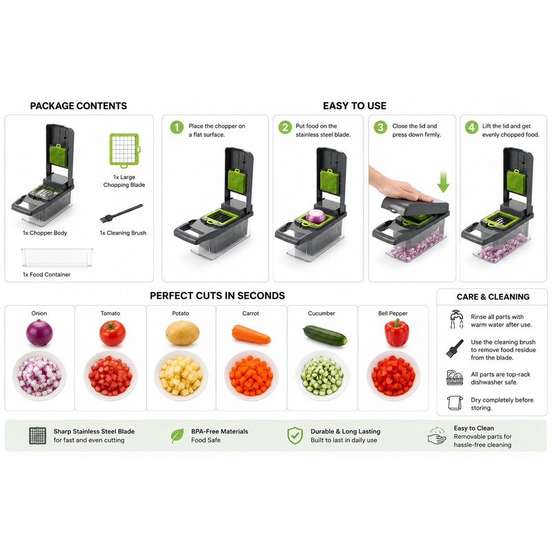 Multifunctional Vegetable Cutter for Kitchen Prep – Easy Shredding, Dicing