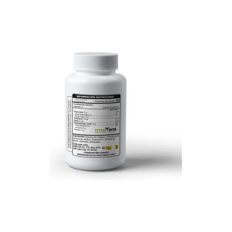 Multirin 100 Cápsulas Orégano Ajo Jengibre Vitaminac Menta