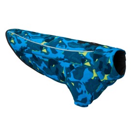 RUFFWEAR Fleece Dog Coat, Climate Changer Windproof & Fast Drying Zipped Jacket with Sleeves, for Cold Weather, Miniature Breeds, Glacier/Camo Patterned – XX-Small (33-43cm)