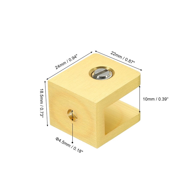 uxcell Glass Shelf Clamp, 2Pcs Brass Glass Clamp for 8-10mm