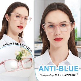 MARE AZZURO Blue Blocking Reading Glasses Women Light Computer Readers 0 1.00 1.25 1.50 1.75 2.00 2.25 2.50 2.75 3.00 3.50 4.00 5.00 6.00 (Pink, 150)
