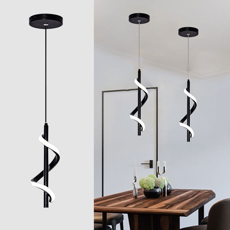 13W Modern Spiral Led Pendant Light Fixture, Cold White 5500K